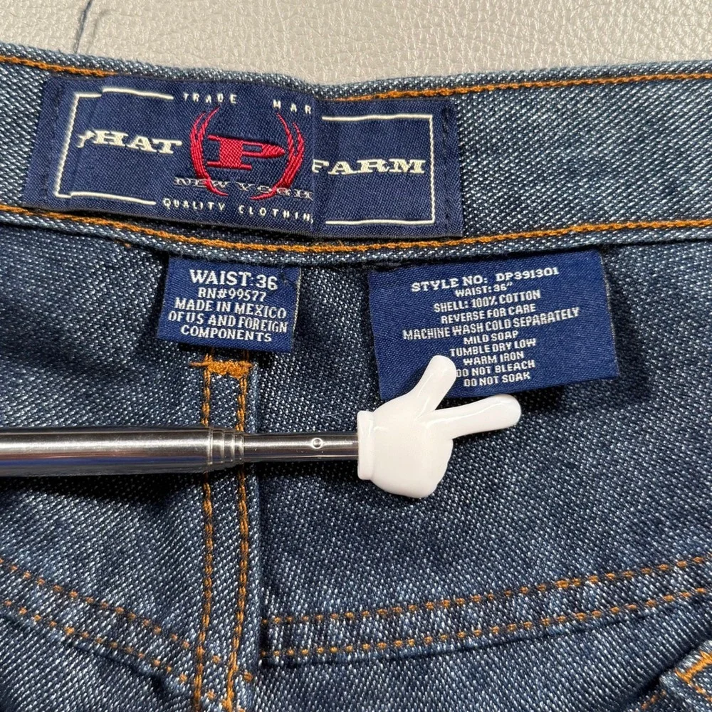 Vintage Phat Farm Mens‎ Denim Carpenter Shorts 36 Blue 100% Cotton Workwear